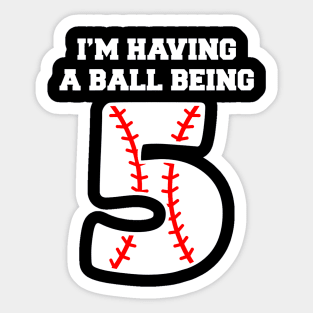 Kids 5 Year Old Baseball 5th Birthday Sticker